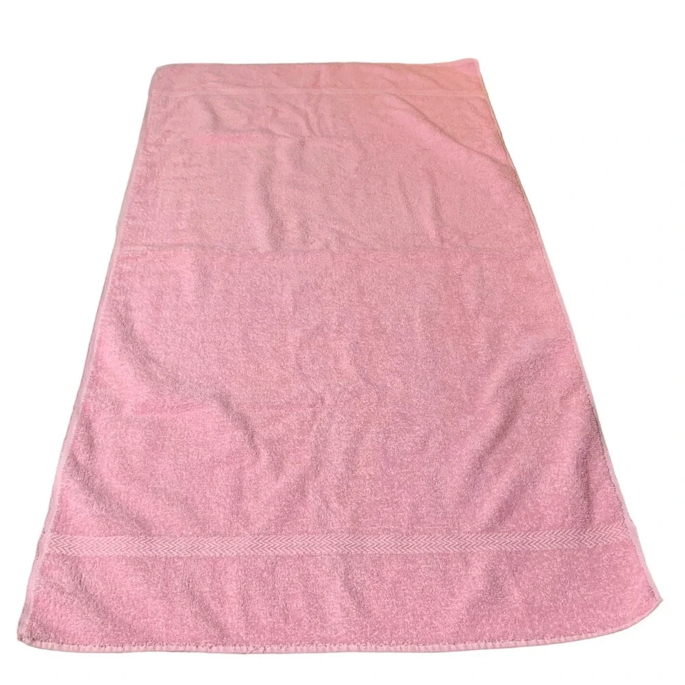 Vintage Reto Pink Plush Terry Cloth 4- Bath Towel Set Made USA 100% Cotton NEW